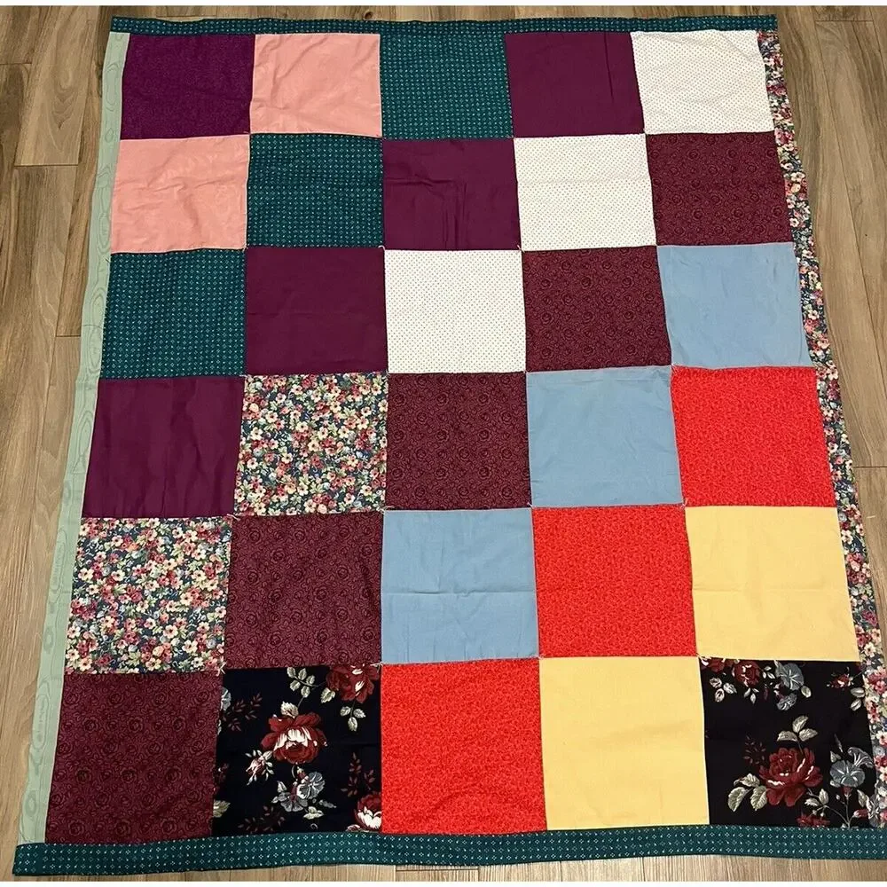 Vintage Lightweight Cotton Patchwork Quilt Multicolor 53